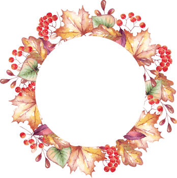 Fall leaves frame. Watercolor clipart png
