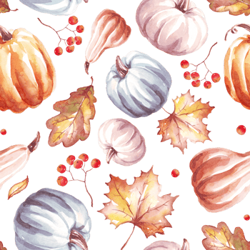 Pumpkins seamless pattern. WAtercolor clipart png