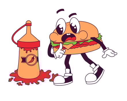 Groovy Burger Cartoon Character vector