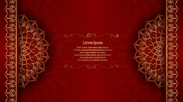 red luxury background, with gold mandala ornament vector
