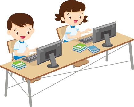Back to school, happy Pupils children learning computer reading books concept png