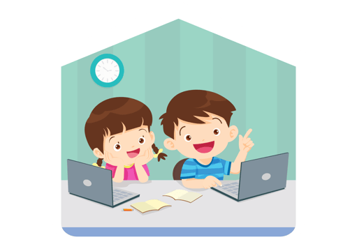 Back to school, happy Pupils children learning computer reading books concept png