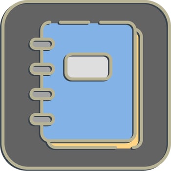 Icon note book. School and education elements. Icons in embossed style. Good for prints, posters, logo, advertisement, infographics, etc. vector