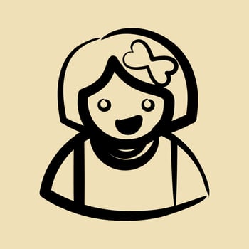 Icon school girl. School and education elements. Icons in hand drawn style. Good for prints, posters, logo, advertisement, infographics, etc. vector