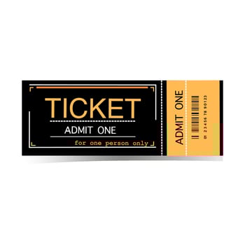vector Black and orange ticket design. Realistic ticket. Admit one.