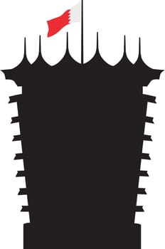 Bahrain international circuit tower Silhouette black and white banner with red and white vector