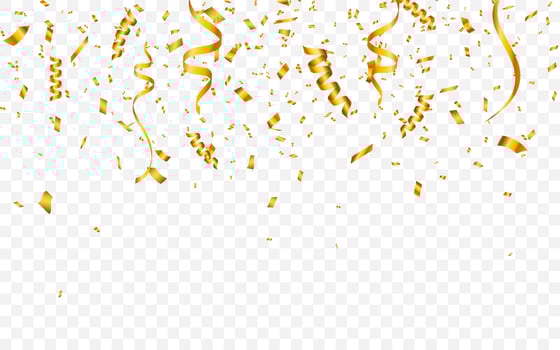 Gold confetti. Celebration carnival falling shiny glitter confetti in gold color. Luxury greeting card. Vector illustration
