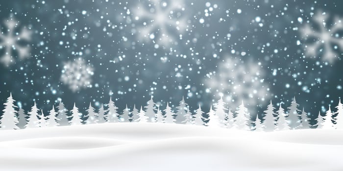Christmas snow. Falling snowflakes on blue background. Snowfall. Vector illustration
