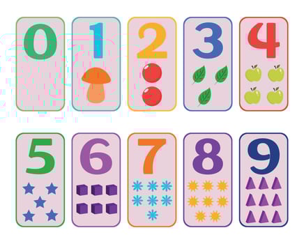 Set of colorful flat numbers for the bill. Children learning to count. Numbers vector design.