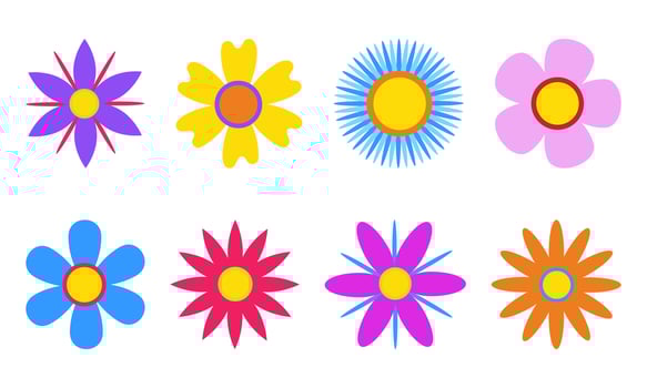 Set of Flowers of Different Shapes vector