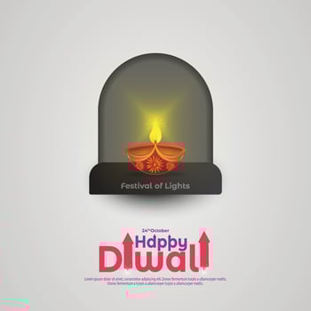Happy Diwali. Diya oil lamp elements on white background for Diwali festival celebration. Festival of lights vector