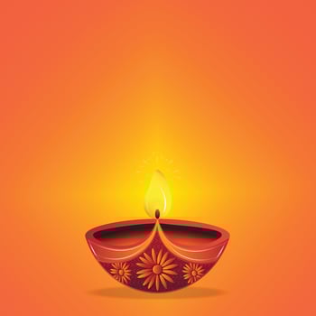 Big diya oil lamp on Diwali holiday background. Diwali festival. Festival of lights. Space for your text. Use for greeting card, banner, flyer, template. vector