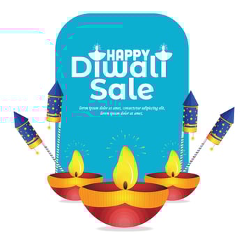Vector illustration or greeting card of Diwali festival with Diya Oil Lamp and Firecracker Rocket Diwali elements, Diwali SALE, Diwali Special offer background.