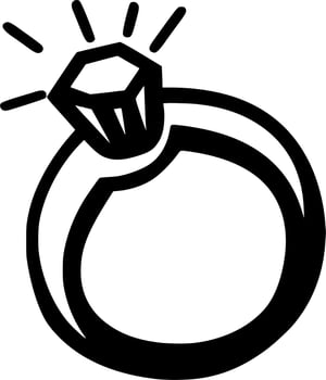 Vector silhouette of rings on white background