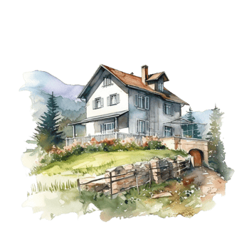 Home Watercolor Clipart, png