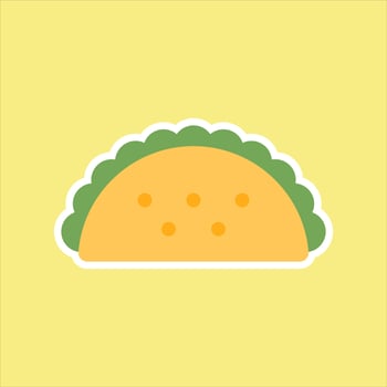 cartoon taco flat design vector illustration