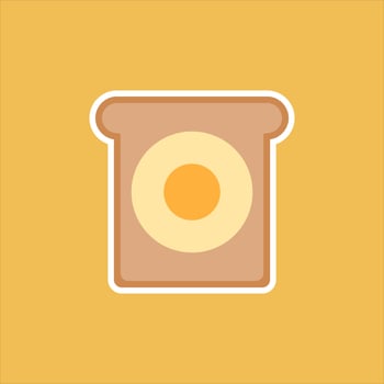 Light breakfast toast and fried egg. vector