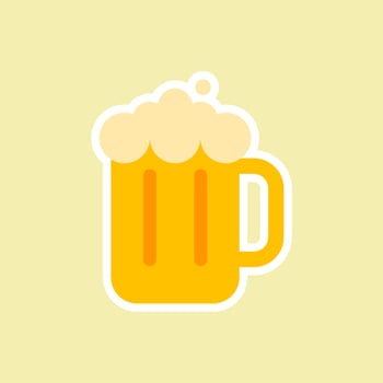 cartoon glass of beer flat design vector illustration.