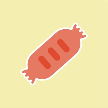 cartoon sausage flat design vector illustration. street food concept, fast food, vector illustration of grilled sausage in cartoon style