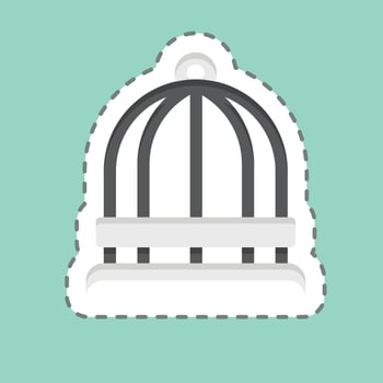 Sticker line cut Bird Cage. related to Decoration symbol. simple design editable. simple illustration vector