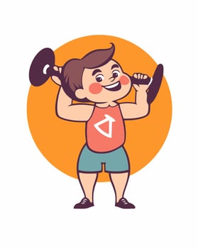 Boy lifting weight vector