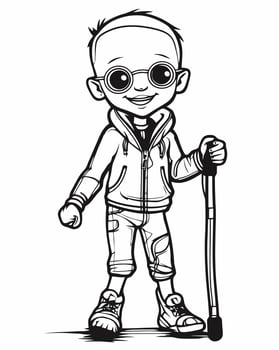 Blind boy illustration vector