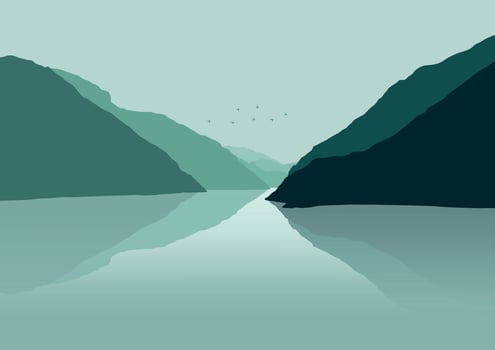 beautiful lake and mountains vector illustration design