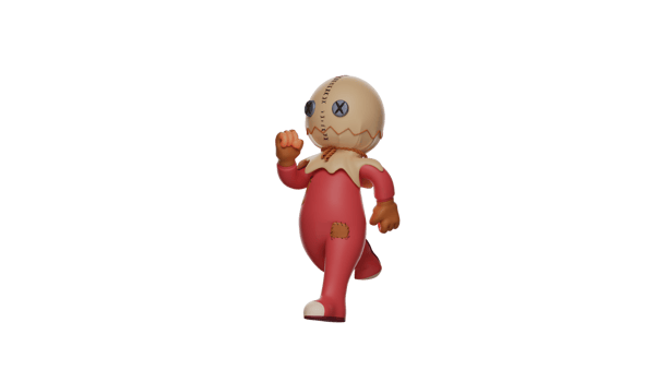 3D illustration. Excited Trick r Treat 3D Cartoon Character. Trick r Treat with walking pose. Trick r Treat walked over and showed his cute smile. Trick r Treat is happy. 3d cartoon character png