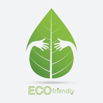 Eco friendly isolate hand hug leaf concept vector