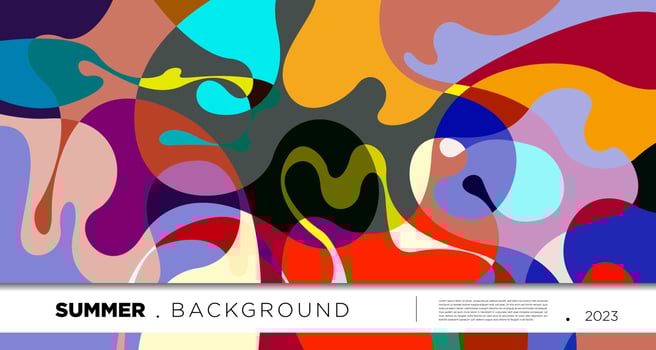 Vector colorful abstract fluid and geometric background for summer 2023