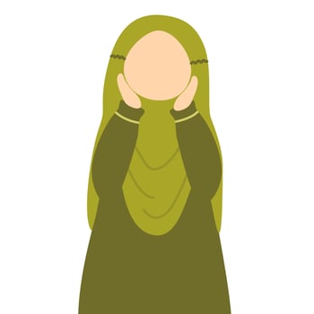 Cute muslim girl wearing hijab holding sunflower vector