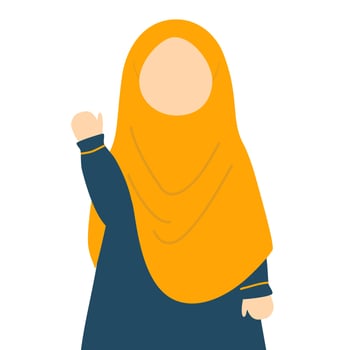 Cute muslim girl wearing hijab greeting vector