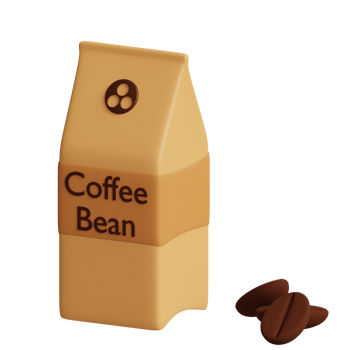 3d rendered coffee pack with coffee bean perfect for coffee shop design project png