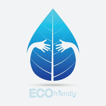 Eco friendly isolate hand hug leaf concept vector