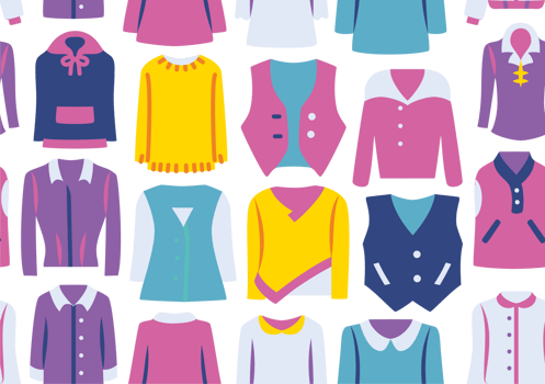 Seamless pattern of different colored clothes png