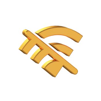 Wifi Off, Wireless Off Signal 3D Icon Isolated on Transparent Background, Gold Texture, 3D Rendering png