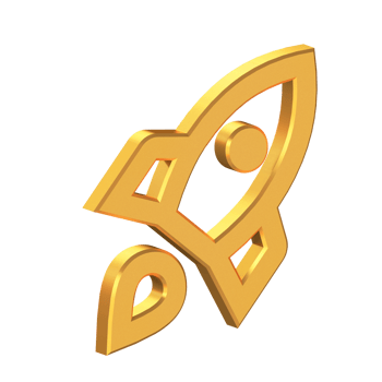 Rocket Launch 3D Icon Isolated on Transparent Background, Gold Texture, 3D Rendering png