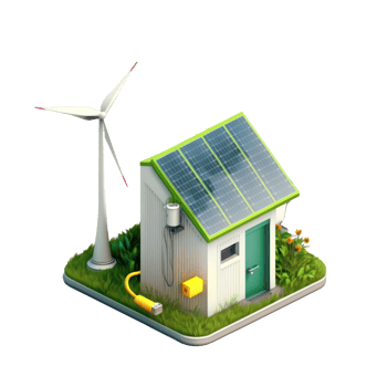 renewable energy with green energy as wind turbines and solar panels . png