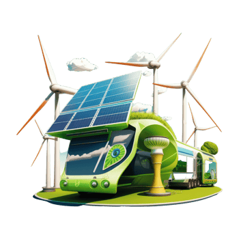 renewable energy with green energy as wind turbines and solar panels . png