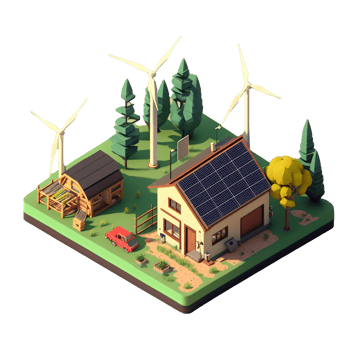renewable energy with green energy as wind turbines and solar panels . png