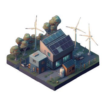 renewable energy with green energy as wind turbines and solar panels . png