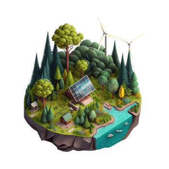 renewable energy with green energy as wind turbines and solar panels . png