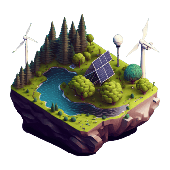 renewable energy with green energy as wind turbines and solar panels . png