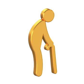 Old Man 3D Icon Isolated on Transparent Background, Senior Citizen Symbol, Gold Texture, 3D Rendering png