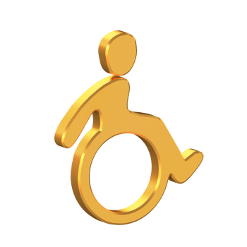 Disabled 3D Icon Isolated on Transparent Background, Gold Texture, 3D Rendering png