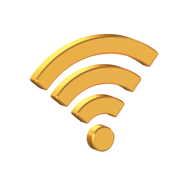 Wifi, Wireless Signal 3D Icon Isolated on Transparent Background, Gold Texture, 3D Rendering png