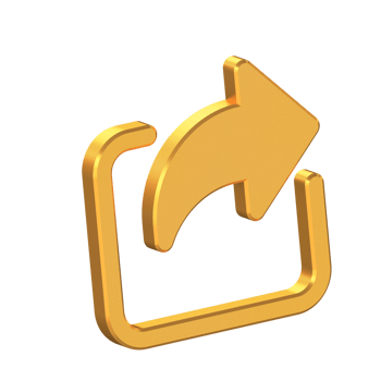 Share 3D Icon Isolated on Transparent Background, Gold Texture, 3D Rendering png
