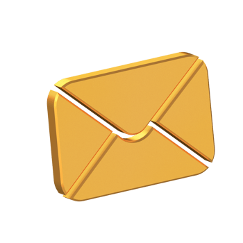 Email 3D Icon Isolated on Transparent Background, Message Symbol, Gold Texture, 3D Rendering png