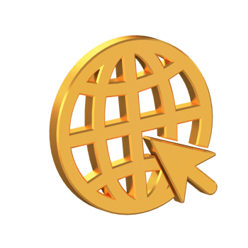 Website 3D Icon Isolated on Transparent Background, Gold Texture, 3D Rendering png