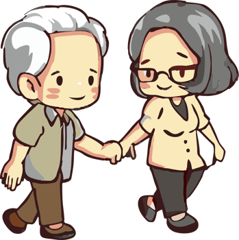 Old people couple are walking together png graphic clipart design